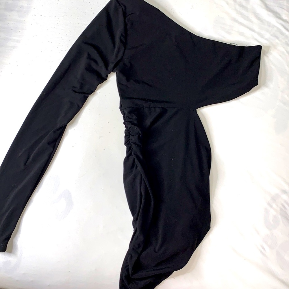 Black One sleeve Slit body suit